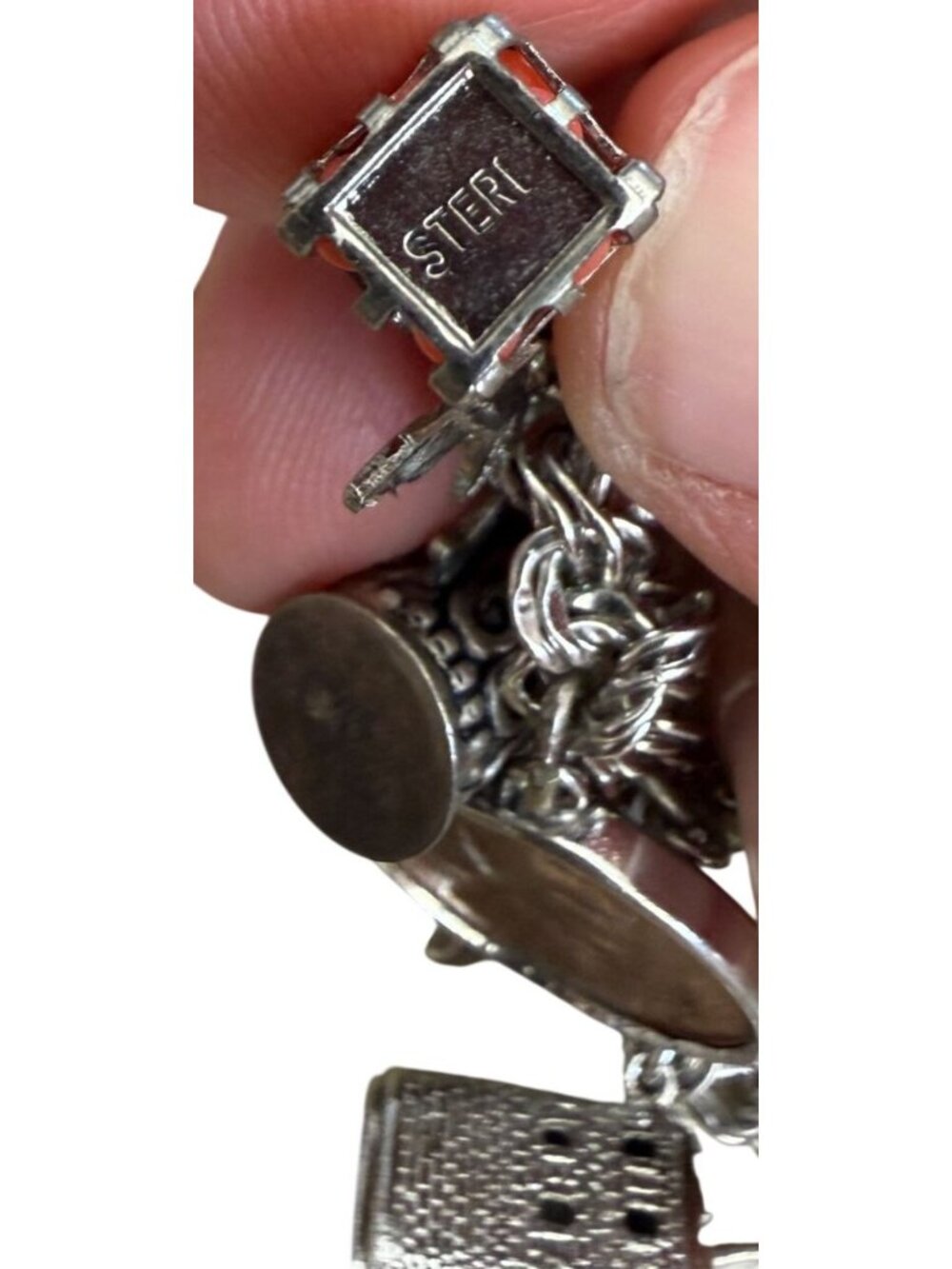 Vintage Elco 6" Sterling Silver Double Link Charm Bracelet W/ 16 Unique Charms E - Picture 7 of 16